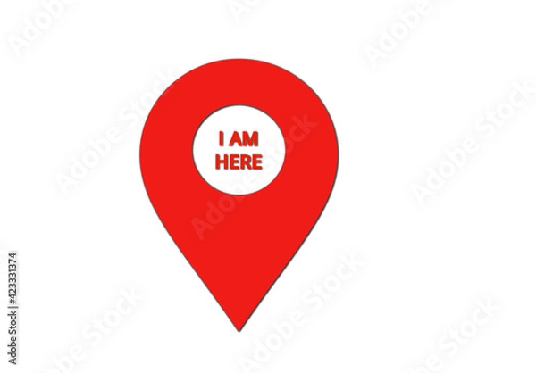 Obraz Pin pointer location with writing I am here.