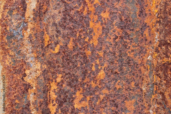 Fototapeta The part of the metal surface that has been corroded by rust.