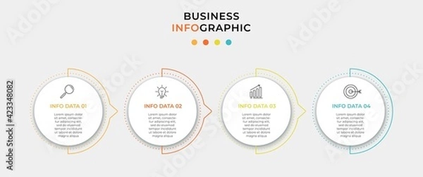 Fototapeta Business Infographic design template Vector with icons and 4 options or steps. Can be used for process diagram, presentations, workflow layout, banner, flow chart, info graph