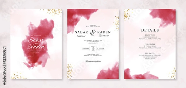 Obraz Watercolor abstract splash for wedding card invitations template