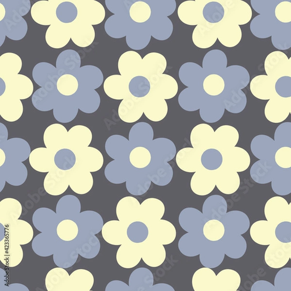 Obraz Large geometric floral vector illustration on grey seamless background pattern