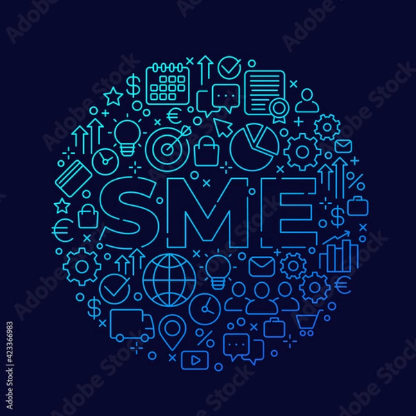 Fototapeta SME, small and medium enterprise, line art