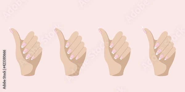 Fototapeta Set of different kinds of nail shapes. French manicure Vector illustration