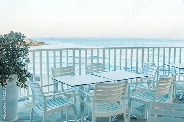 Fototapeta table by the sea for two on nature background