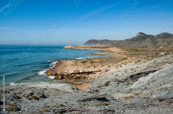 Fototapeta Cap Blanc natural park protected reserve in the area attached to Cabo de Palos in Murcia Spain
