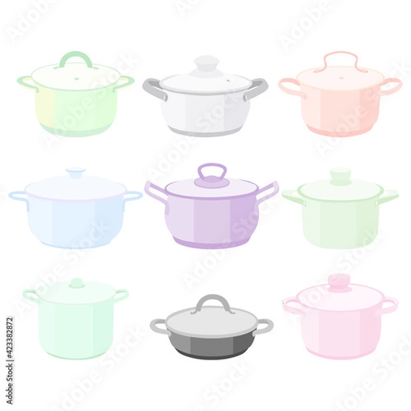 Obraz Pans pots collection vector illustration