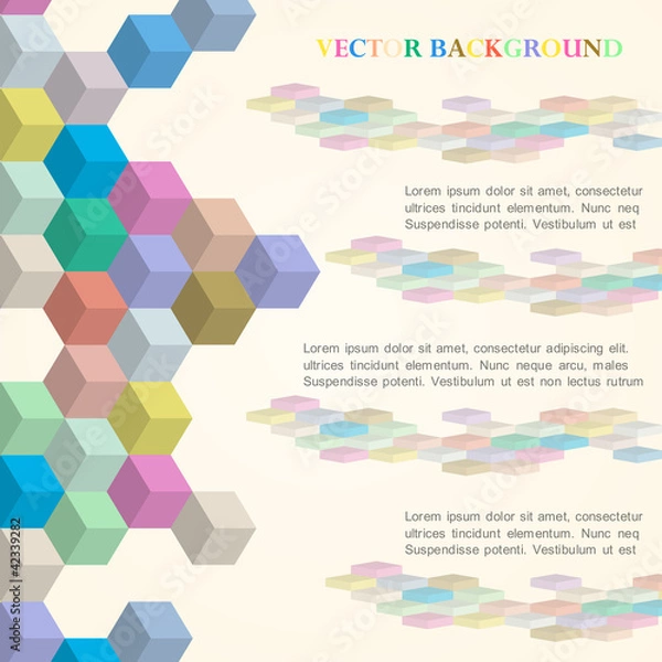 Fototapeta Cubes vector background in retro style