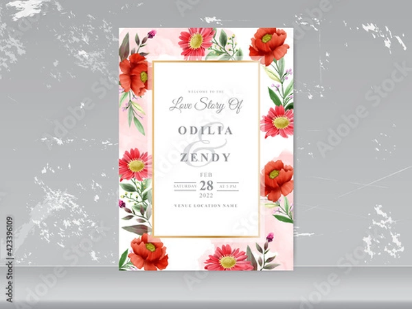Obraz wedding invitation card set with beautiful floral hand drawn
