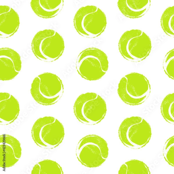 Fototapeta Abstract background with tennis balls. Sports seamless pattern for banners design, posters, print for T-shirts.