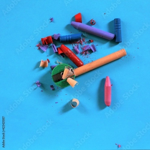 Obraz crayon on a blue background