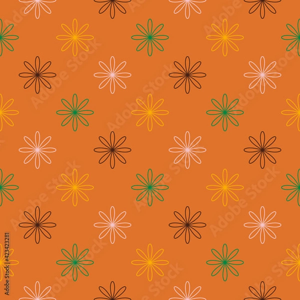 Fototapeta Abstract seamless pattern with mandala flower. Mosaic, tile, polka dot. Floral background.