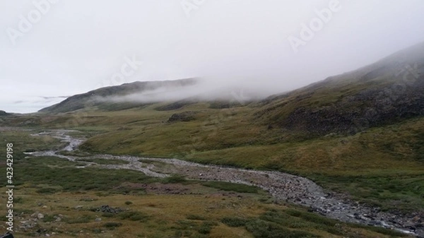 Fototapeta rivière d'eau douce ce jetant dans l'OCEAN