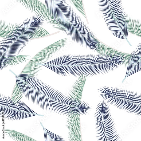 Fototapeta Organic feather fluff vector seamless ornament. Simple fashion print. Tribal boho feather fluff wrapping paper pattern.