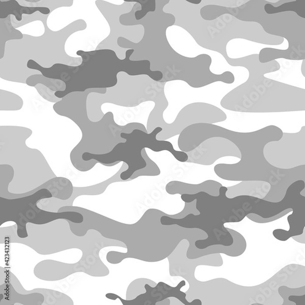 Fototapeta Camouflage seamless pattern. Military texture. Endless background of gray spots. Abstract camo. Print on fabric. Vector