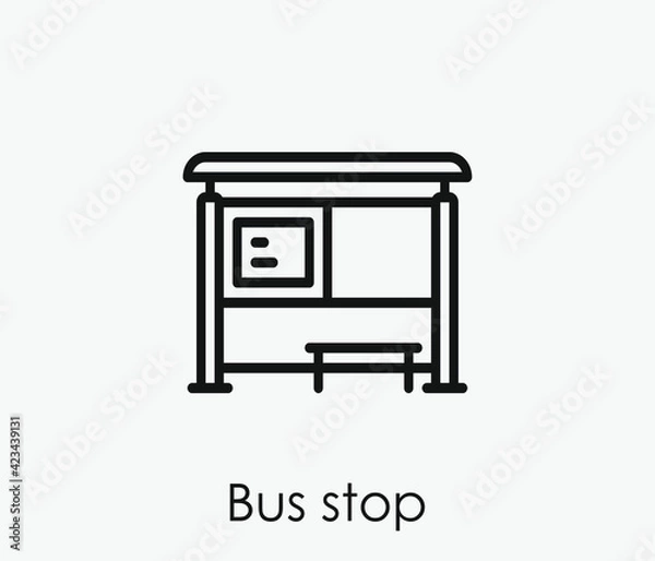 Fototapeta Bus stop vector icon.  Editable stroke. Linear style sign for use on web design and mobile apps, logo. Symbol illustration. Pixel vector graphics - Vector