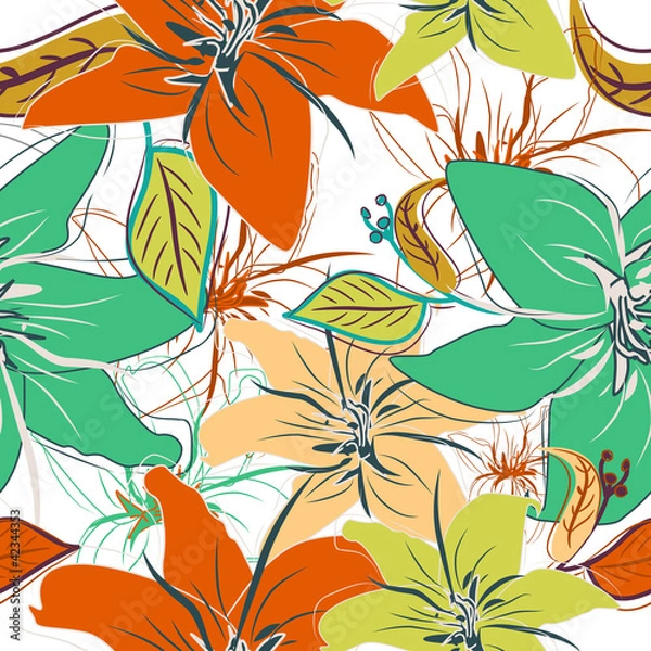 Fototapeta Seamless floral pattern