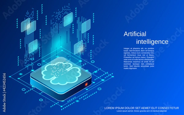 Fototapeta Artificial intelligence, digital technology flat 3d isometric vector concept illustration