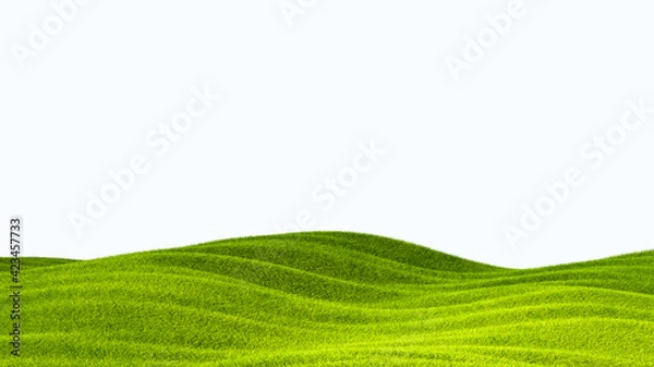 Fototapeta green field isolated against a white background