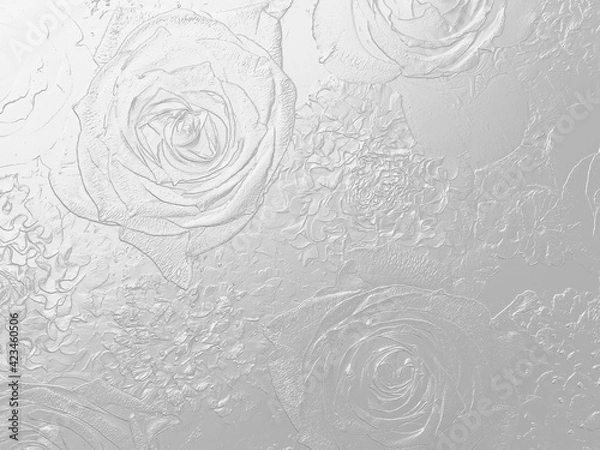 Obraz Silver background of 3d processed rose and carnation flower arrangement