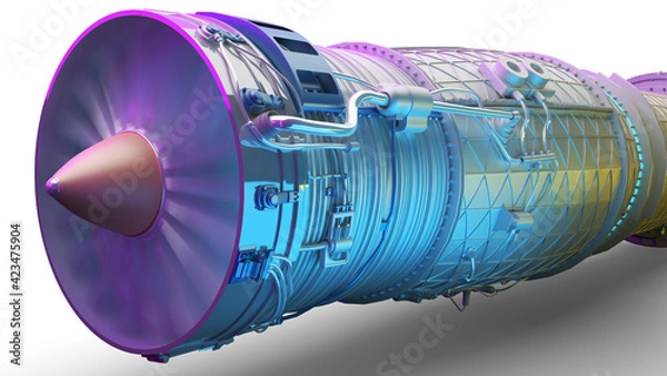Fototapeta Jet engine diagram, aircraft engine