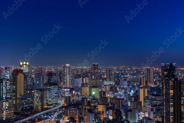 Fototapeta [大阪府]大阪中心部の夜景（梅田スカイビル）