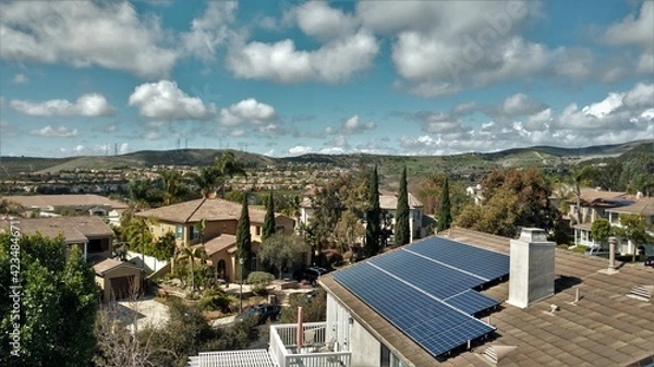 Fototapeta Solar panels alternative energy no fossil fuels no polution