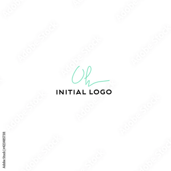Fototapeta Initial uh beauty monogram and elegant logo design
