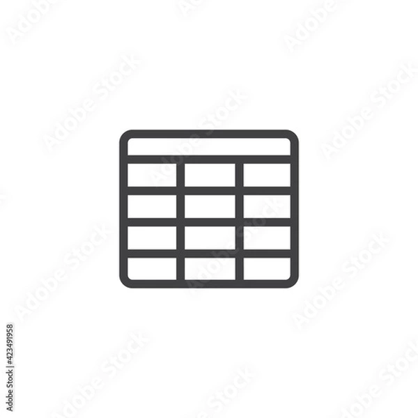 Obraz Table icon. Table of statistics sign. Simple flat logo of empty table document 