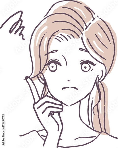 Fototapeta 悩む女性のイラスト素材