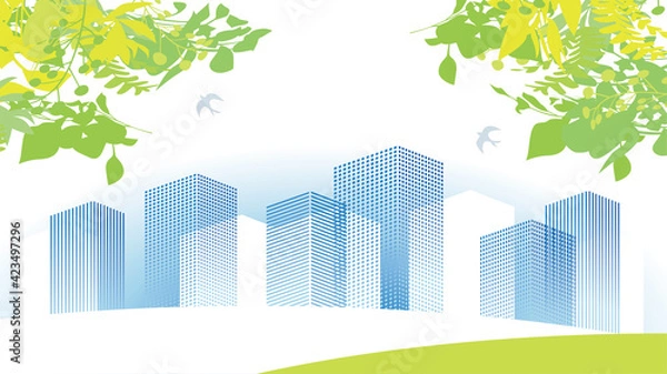 Fototapeta 街並み　建物のイラスト