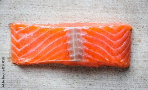 Obraz Salmon steak on a cutting board