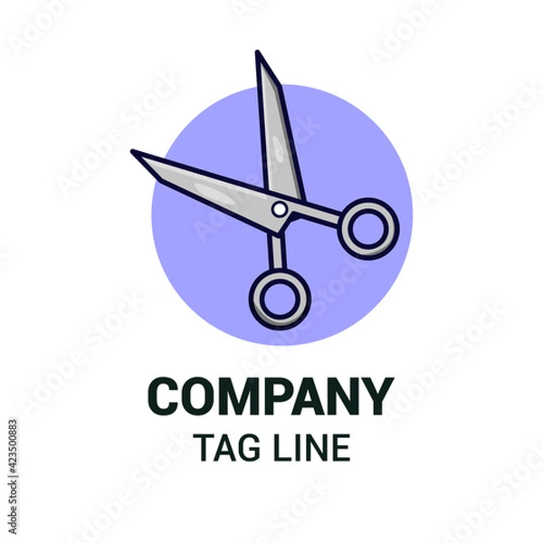 Fototapeta Scissor Tool fill, isolated, colorful outline vector icon with symbol, logo illustration. Cartoon