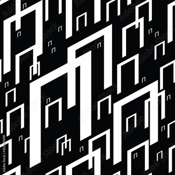 Fototapeta Black and white geometric seamless pattern