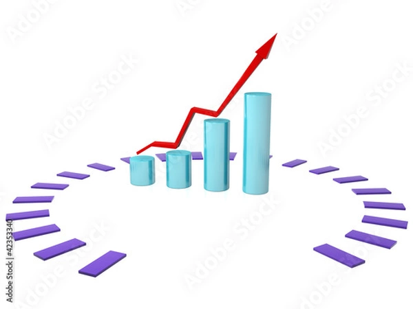 Fototapeta The red arrow with the blue cylinder on a white background №3