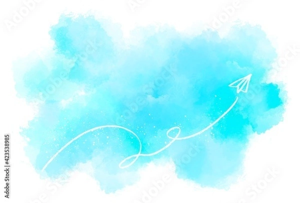 Obraz 鮮やかな水彩の素材　紙飛行機イラスト