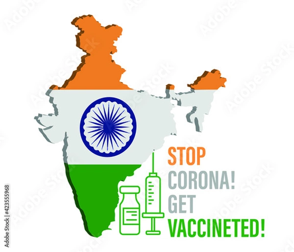 Obraz vaccination time, healthcare concept background, banner. Coronavirus Concept With India Flag.