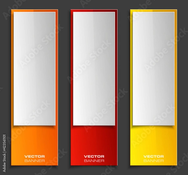 Fototapeta Vector graphic design banner backgrounds in three different colors. Paper origami style.