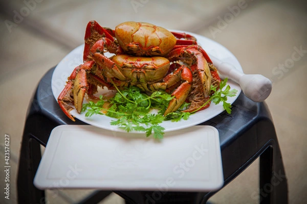 Fototapeta spaghetti with seafood