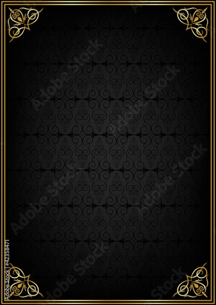 Obraz Altın çerçeveli siyah desen