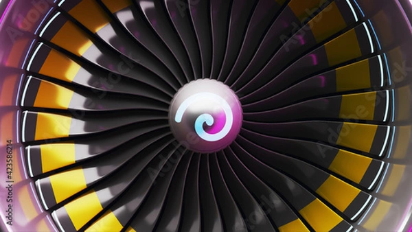 Obraz Jet engine blades close up