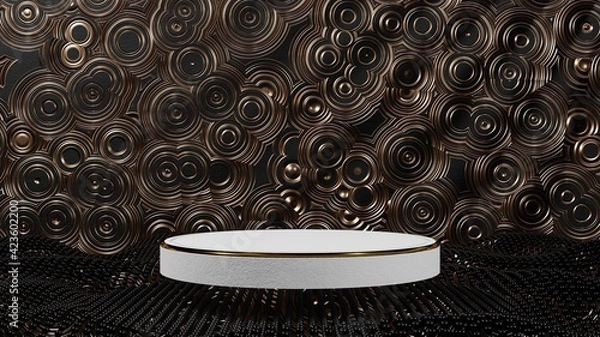 Obraz White platform with golden edge high quality render