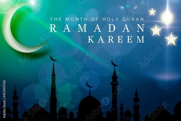 Fototapeta The sparkling background design depicts Ramadan Kareem