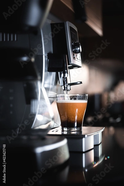 Obraz Coffee machine making latte