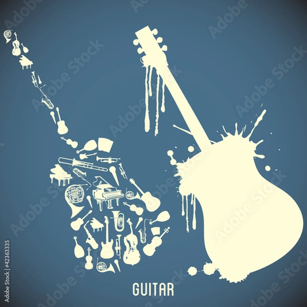 Obraz High contrast music instruments