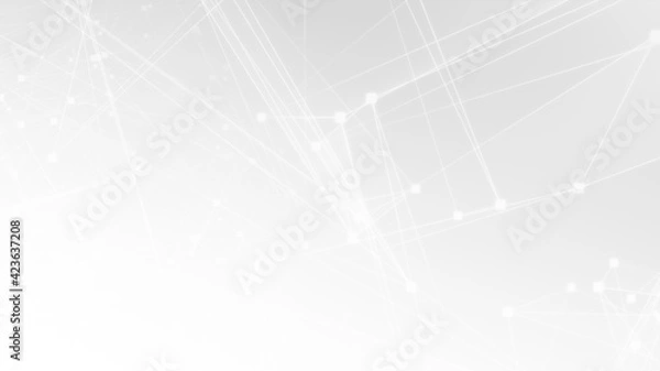 Obraz Abstract white gray polygon tech network with connect technology background. Abstract dots and lines texture background. 3d rendering.