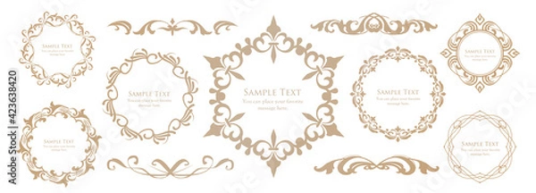 Fototapeta ヴィンテージフレームデザインセット。上質で美しいパターンデザイン