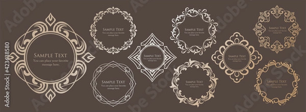 Fototapeta ヴィンテージフレームデザインセット。上質で美しいパターンデザイン
