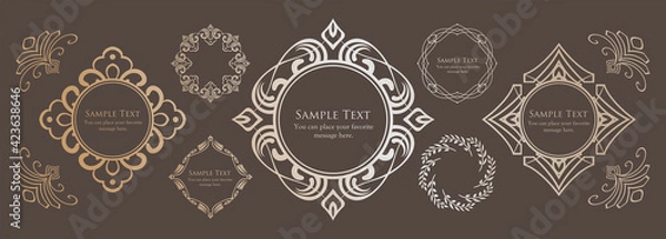 Fototapeta ヴィンテージフレームデザインセット。上質で美しいパターンデザイン