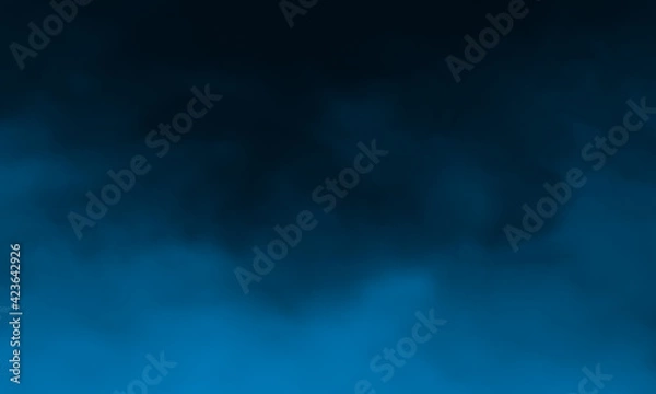 Fototapeta Blue smoke Isolated on black color dark horror background. Use for concept design Halloween Spooky night.