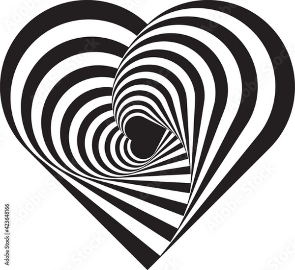 Obraz Geometric optical illusion black and white heart.